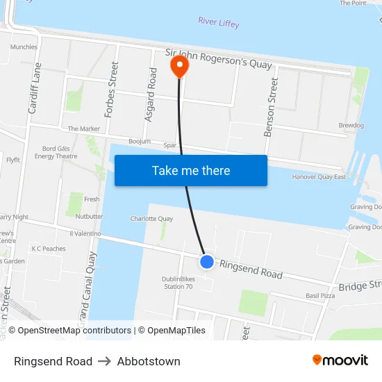 Ringsend Road to Abbotstown map