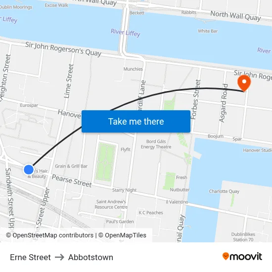 Erne Street to Abbotstown map