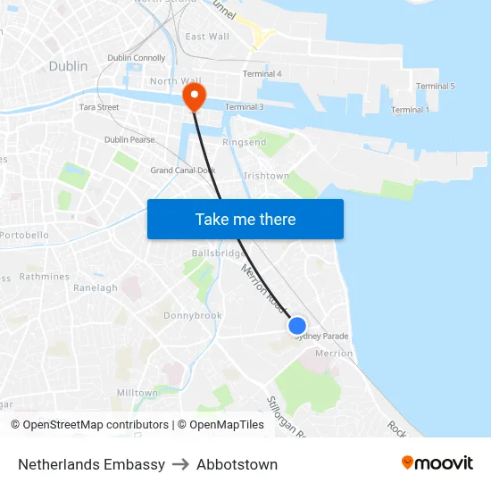 Netherlands Embassy to Abbotstown map