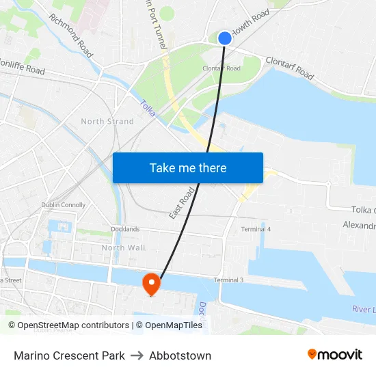 Marino Crescent Park to Abbotstown map