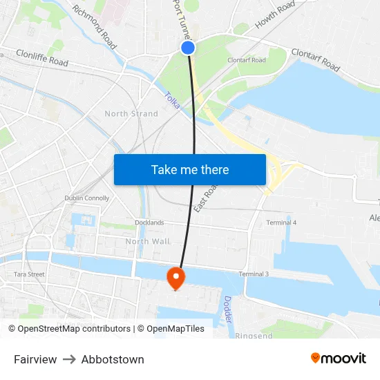 Fairview to Abbotstown map