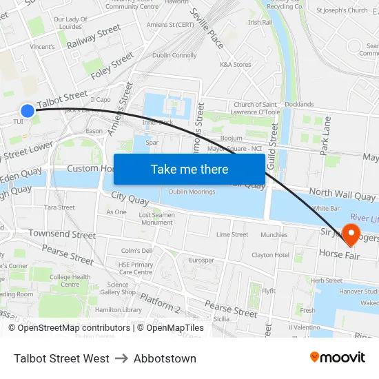 Talbot Street West to Abbotstown map