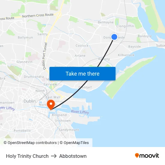 Holy Trinity Church to Abbotstown map