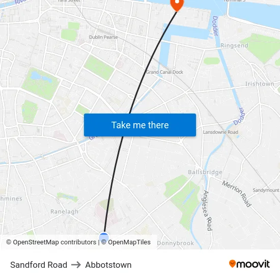 Sandford Road to Abbotstown map