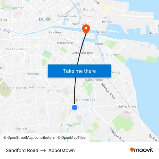 Sandford Road to Abbotstown map