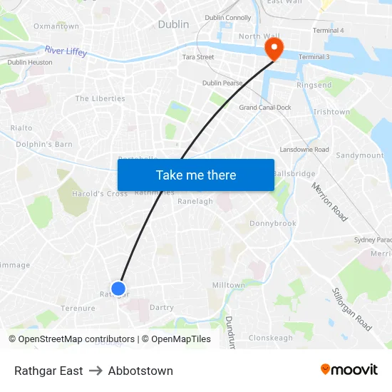 Rathgar East to Abbotstown map
