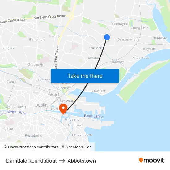 Darndale Roundabout to Abbotstown map