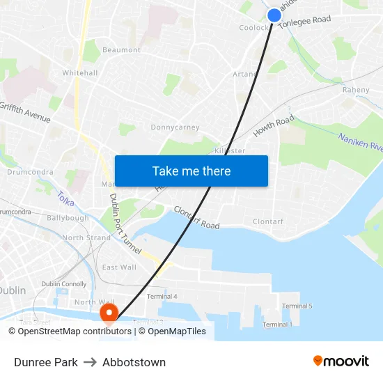 Dunree Park to Abbotstown map