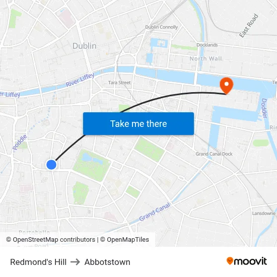 Redmond's Hill to Abbotstown map