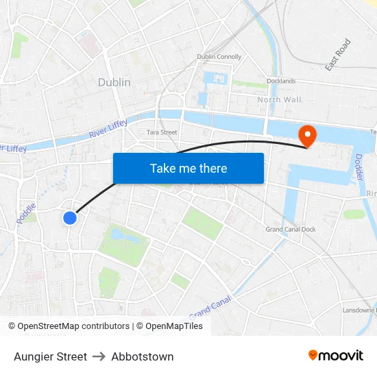 Aungier Street to Abbotstown map