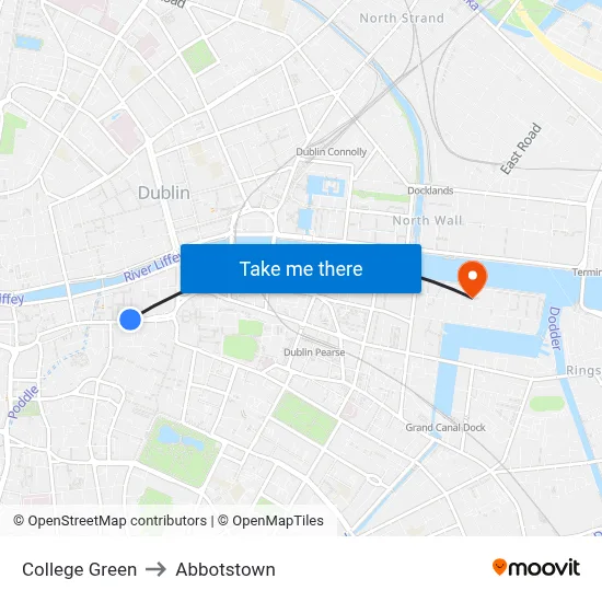 College Green to Abbotstown map