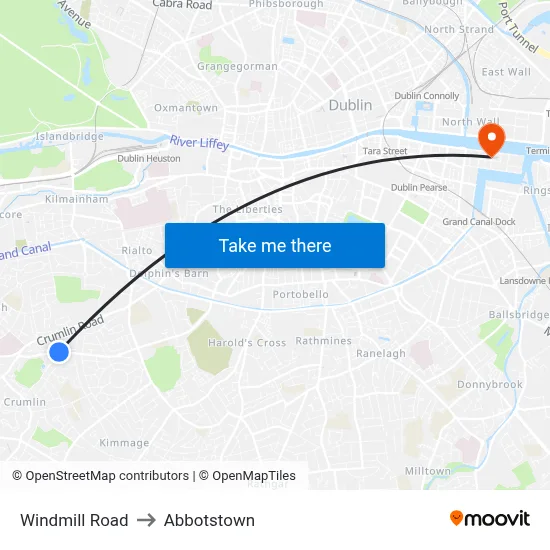 Windmill Road to Abbotstown map