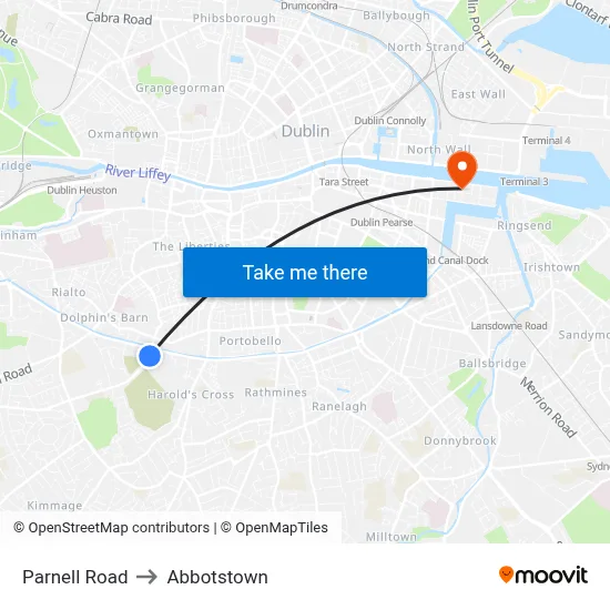 Parnell Road to Abbotstown map