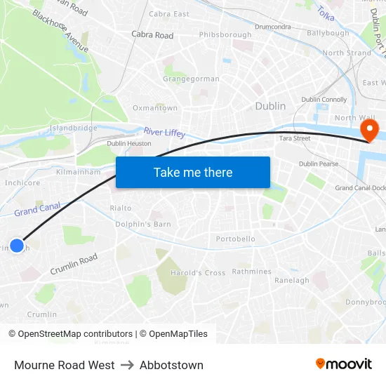 Mourne Road West to Abbotstown map