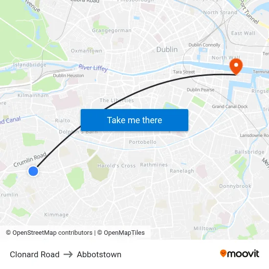 Clonard Road to Abbotstown map