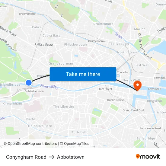 Conyngham Road to Abbotstown map