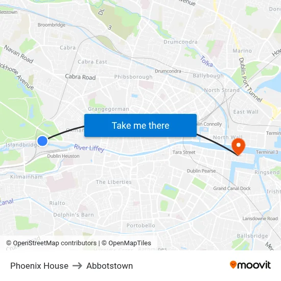 Phoenix House to Abbotstown map