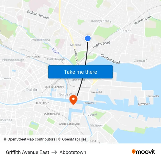 Griffith Avenue East to Abbotstown map