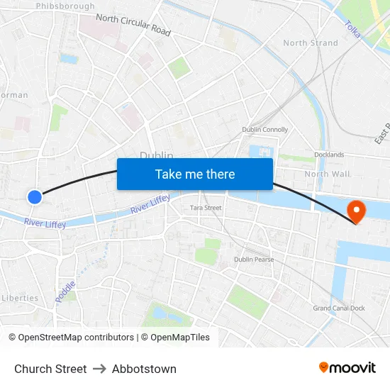 Church Street to Abbotstown map