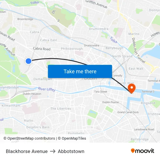 Blackhorse Avenue to Abbotstown map