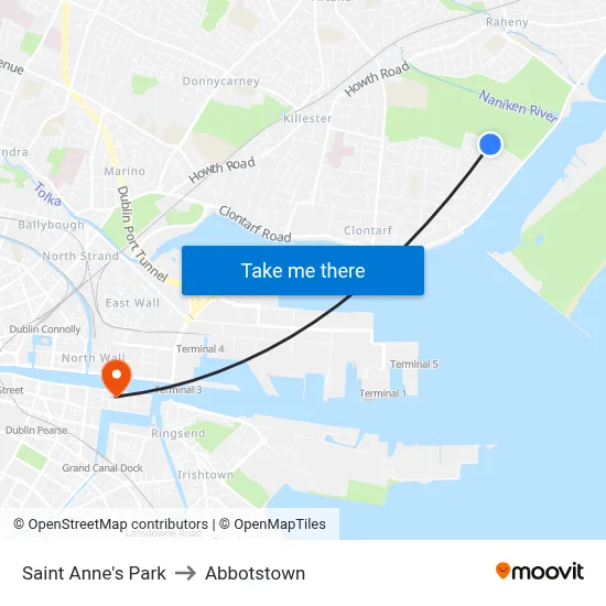 Saint Anne's Park to Abbotstown map