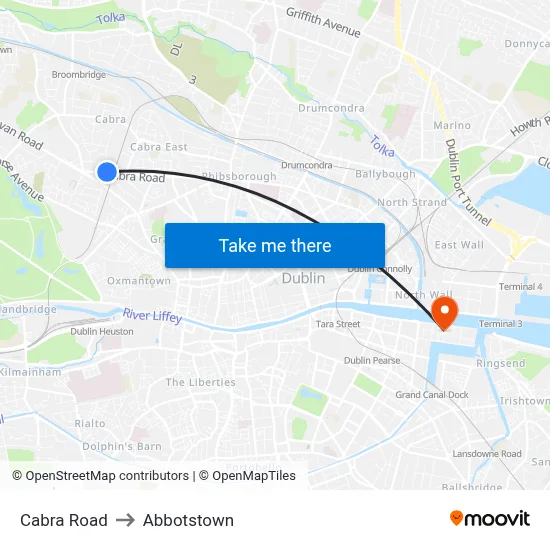 Cabra Road to Abbotstown map