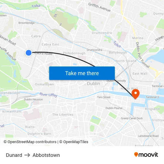 Dunard to Abbotstown map
