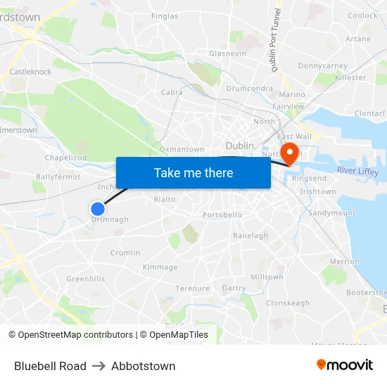 Bluebell Road to Abbotstown map