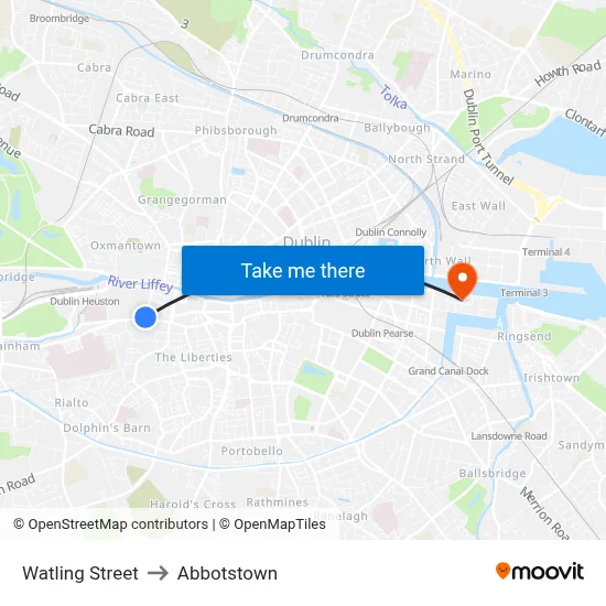 Watling Street to Abbotstown map