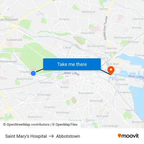 Saint Mary's Hospital to Abbotstown map