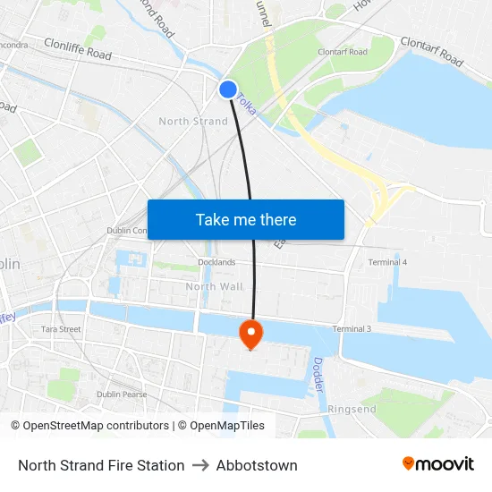 North Strand Fire Station to Abbotstown map