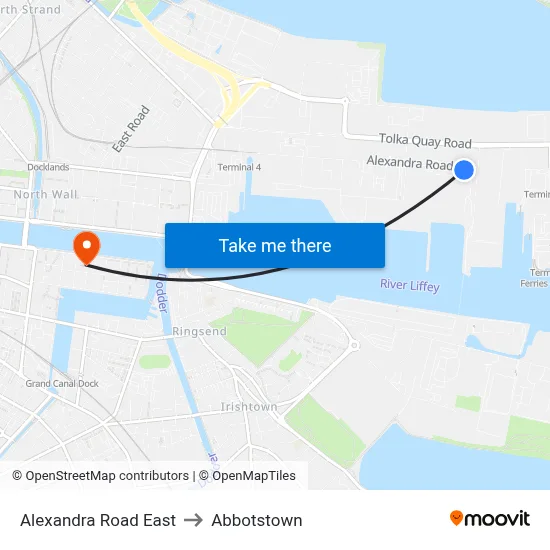 Alexandra Road East to Abbotstown map