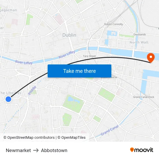 Newmarket to Abbotstown map