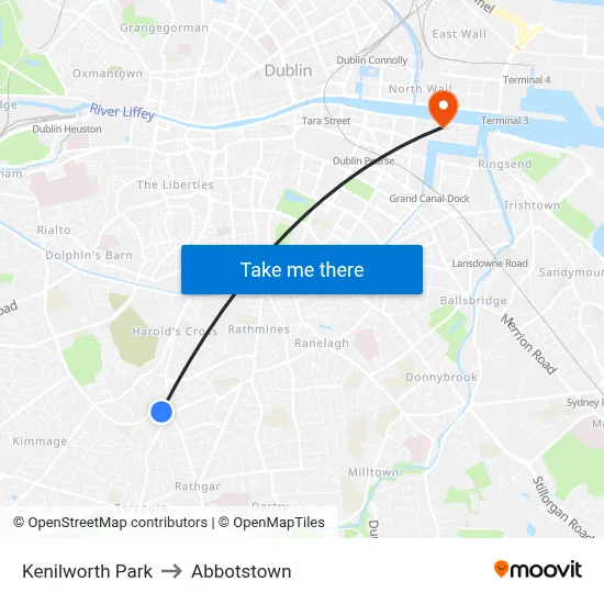 Kenilworth Park to Abbotstown map
