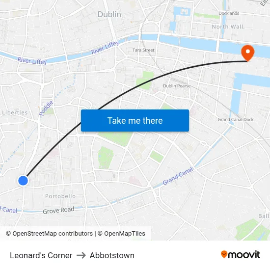 Leonard's Corner to Abbotstown map