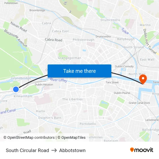 South Circular Road to Abbotstown map