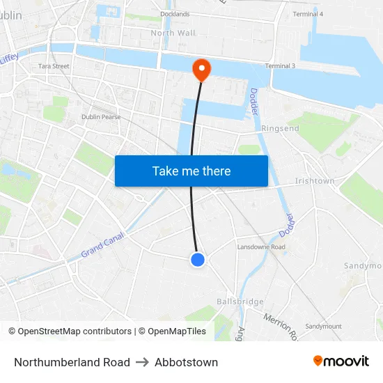 Northumberland Road to Abbotstown map