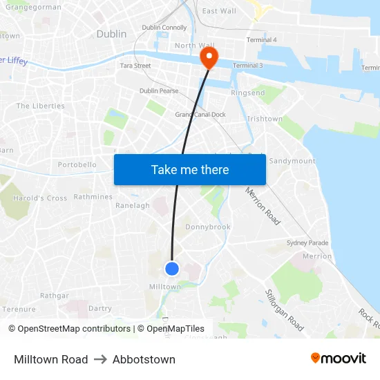 Milltown Road to Abbotstown map