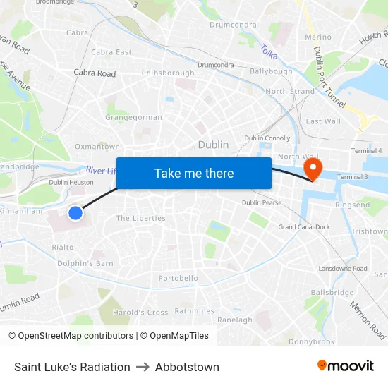 Saint Luke's Radiation to Abbotstown map