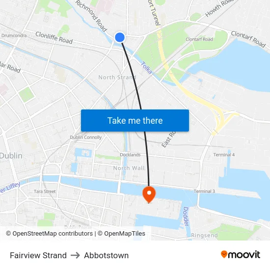 Fairview Strand to Abbotstown map