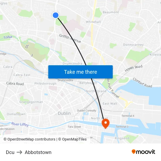Dcu to Abbotstown map