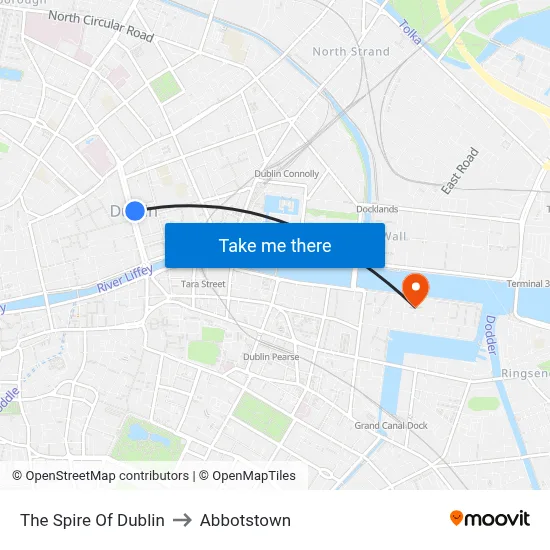 The Spire Of Dublin to Abbotstown map