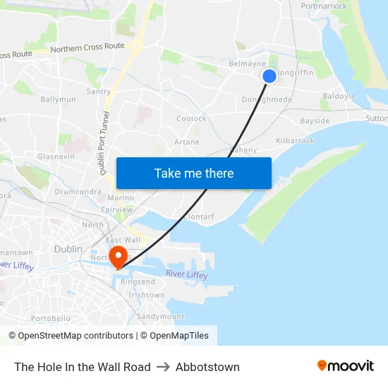 The Hole In the Wall Road to Abbotstown map
