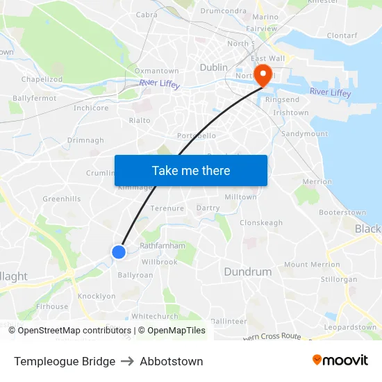 Templeogue Bridge to Abbotstown map