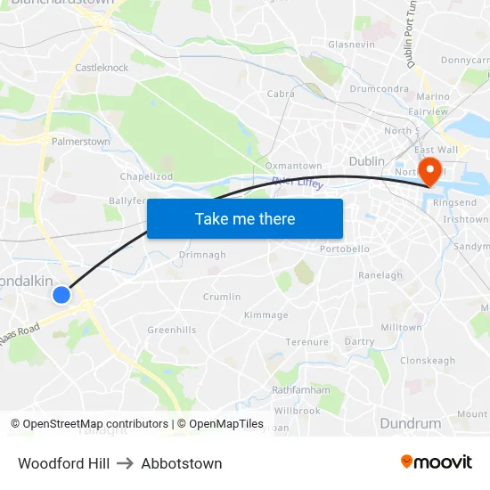 Woodford Hill to Abbotstown map