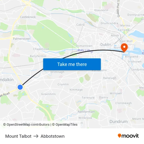 Mount Talbot to Abbotstown map