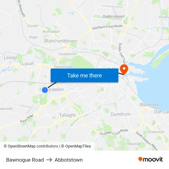 Bawnogue Road to Abbotstown map