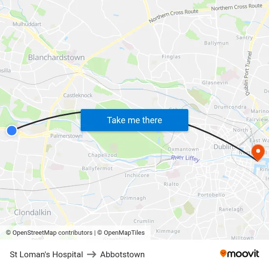 St Loman's Hospital to Abbotstown map