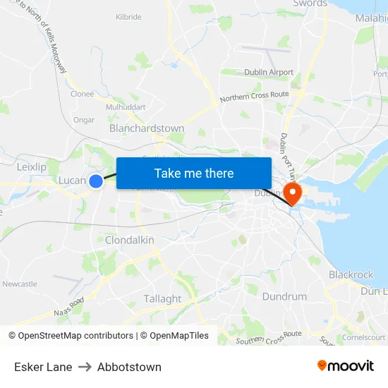 Esker Lane to Abbotstown map