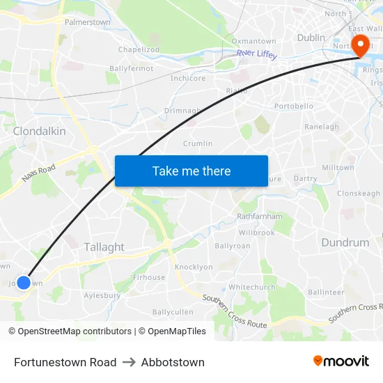 Fortunestown Road to Abbotstown map